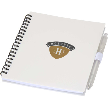 Logo trade promotional product photo of: Niove recycled plastic soft cover notebook and ballpoint pen set (blue ink)